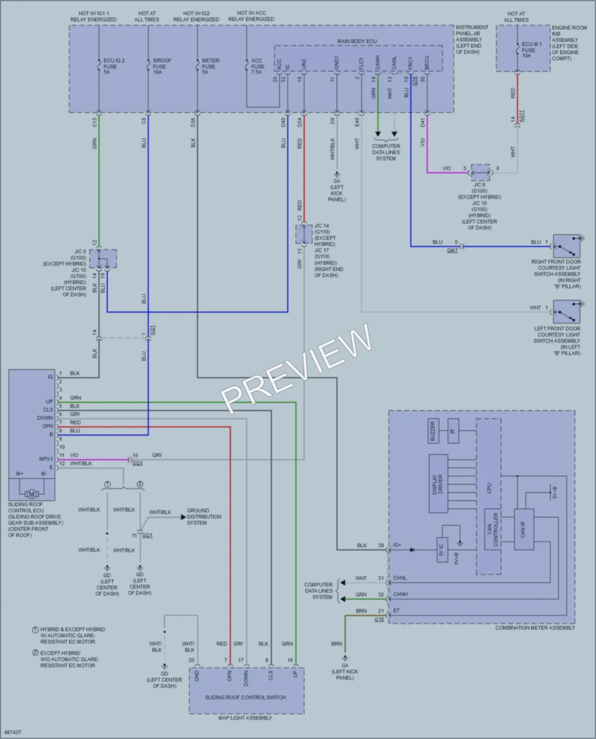 2016 Toyota RAV4Hybrid Power Top Sunroof wiring diagram preview