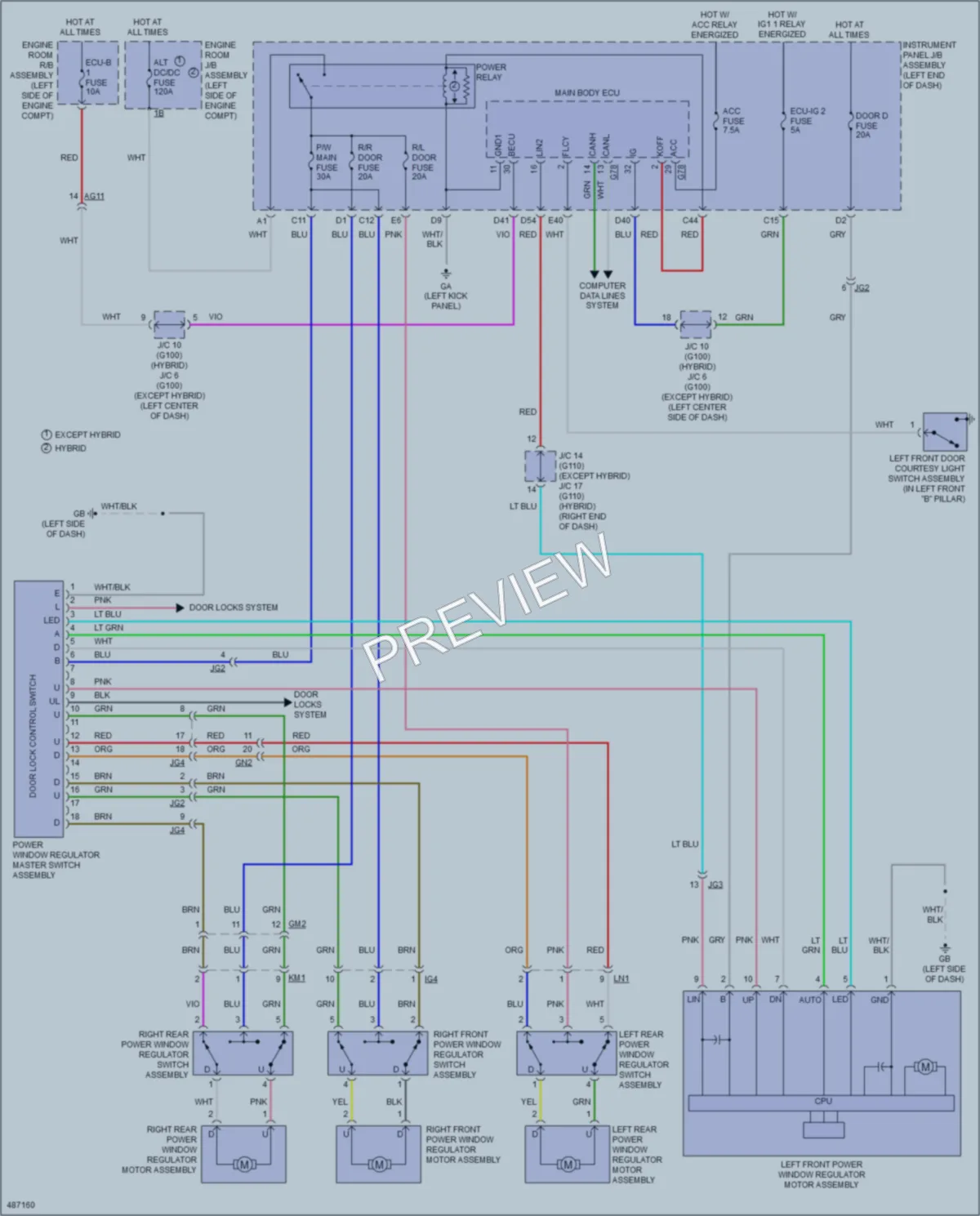 2016 Toyota RAV4Hybrid Power Windows wiring diagram preview