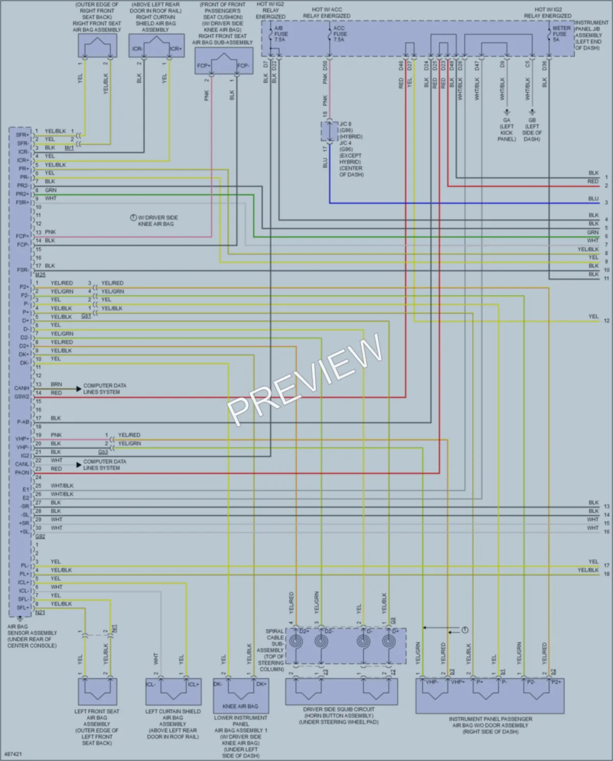 2016 Toyota RAV4Hybrid Supplemental Restraints wiring diagram preview
