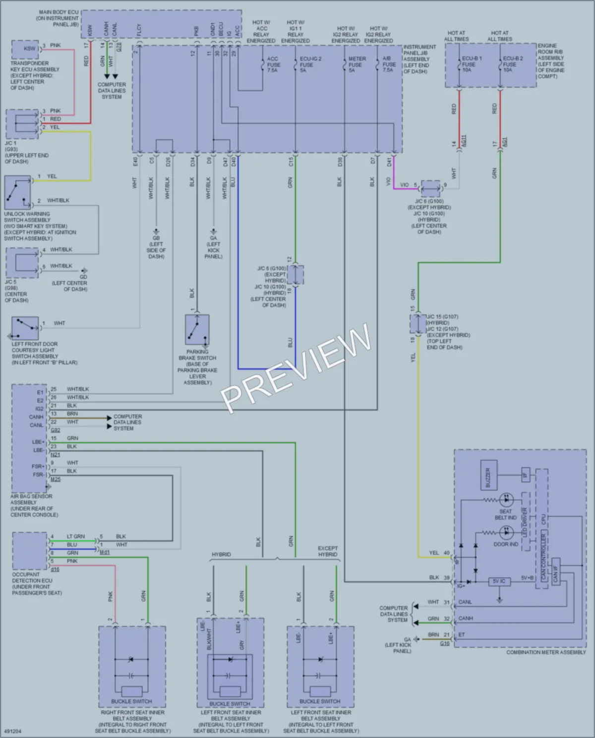2016 Toyota RAV4Hybrid Warning Systems wiring diagram preview