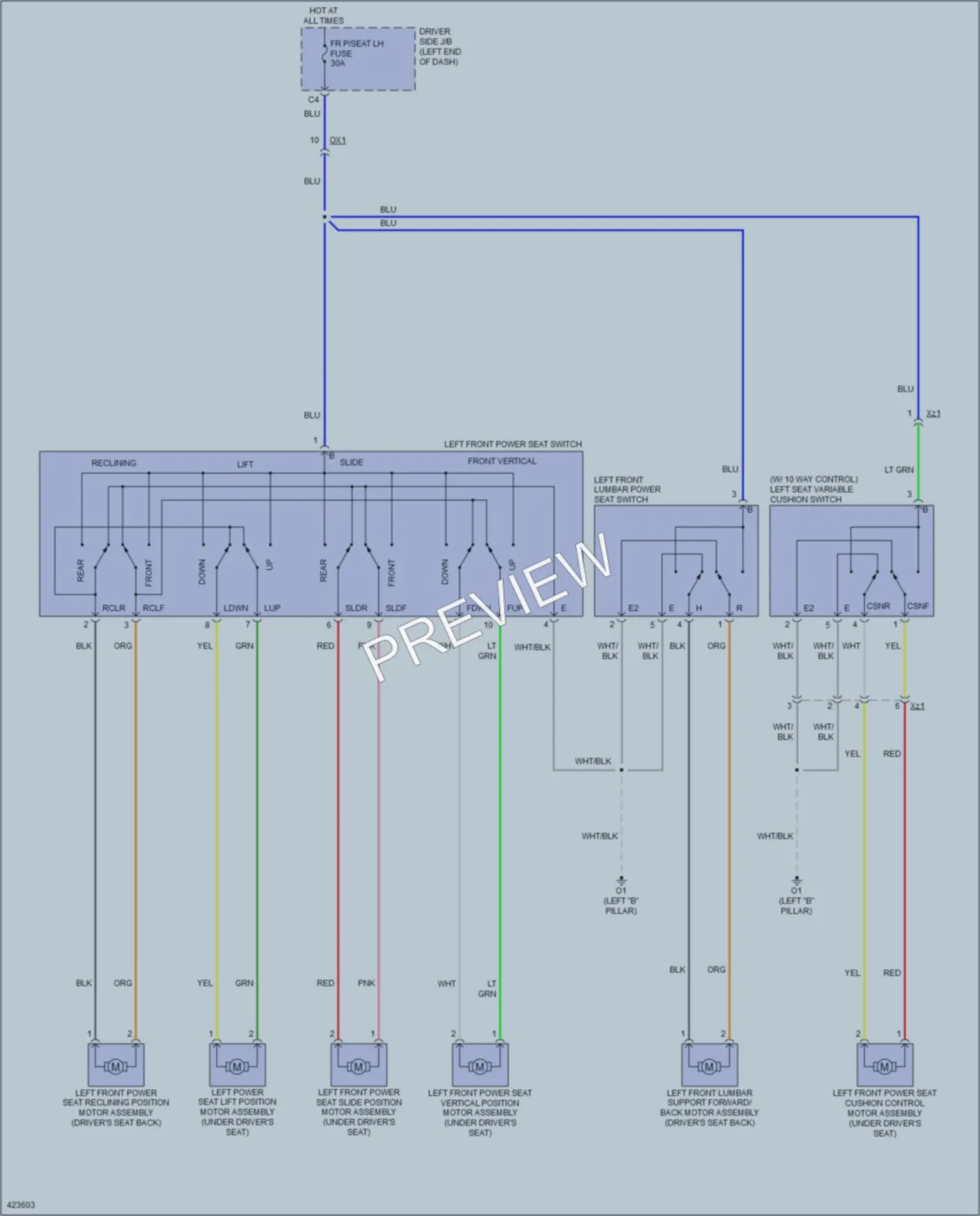 2016 Toyota Sequoia Power Seats wiring diagram preview