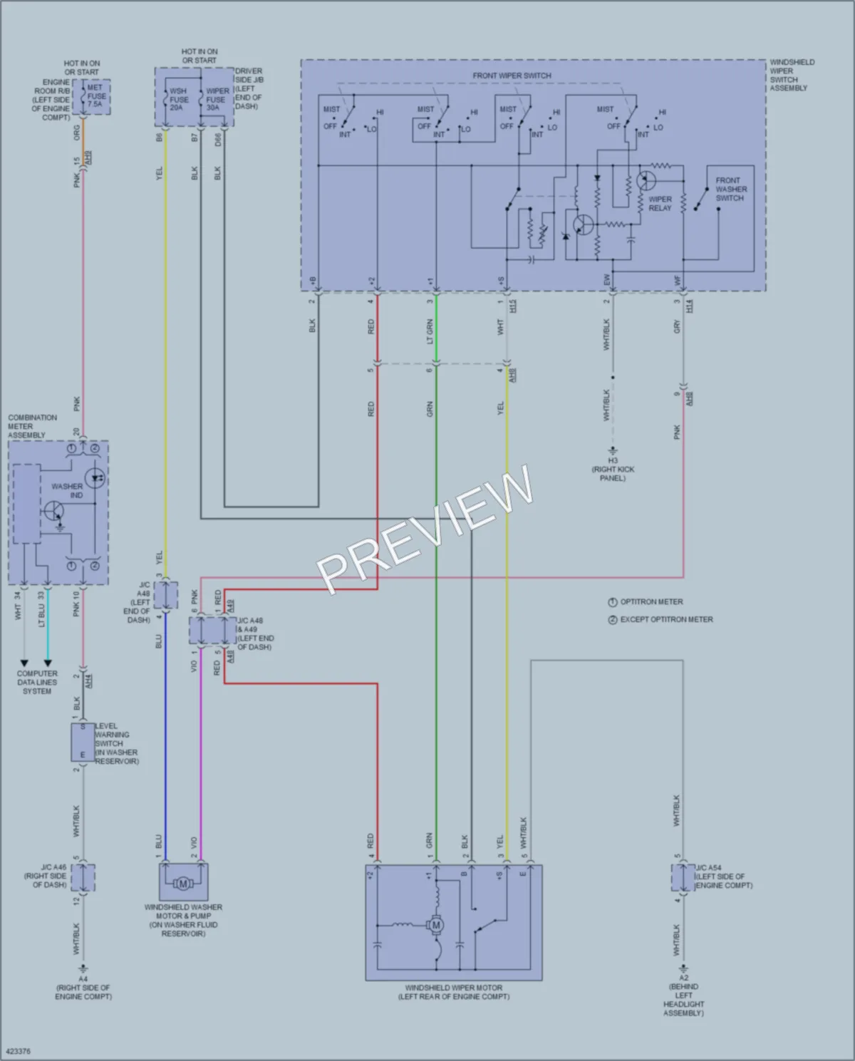 2016 Toyota Sequoia Wiper Washer wiring diagram preview