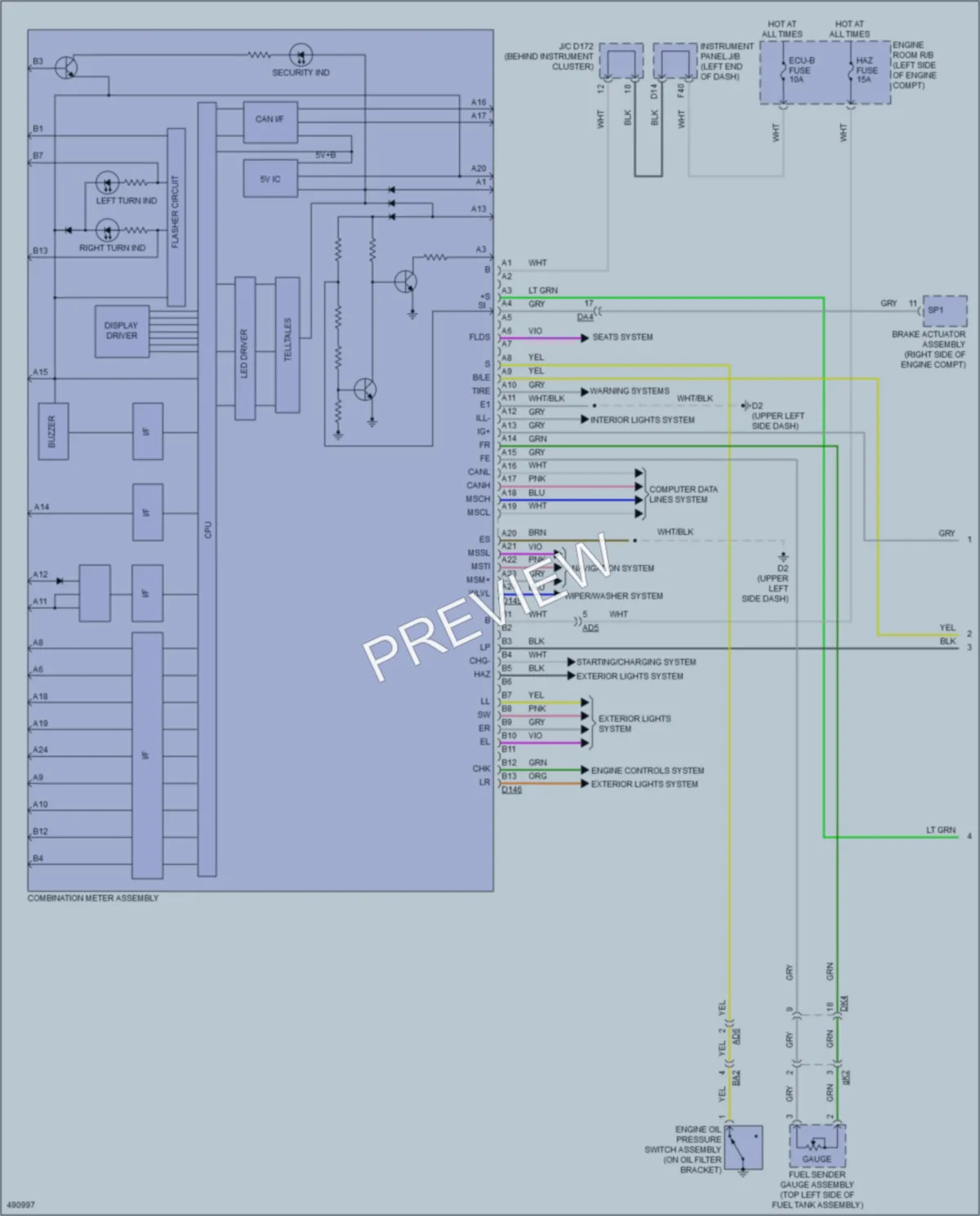 2016 Toyota Sienna Instrument Cluster wiring diagram preview