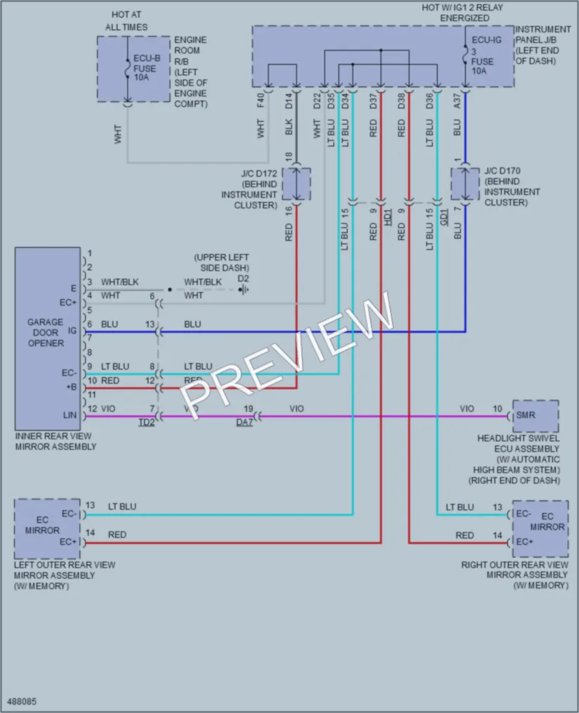 2016 Toyota Sienna Power Mirrors wiring diagram preview