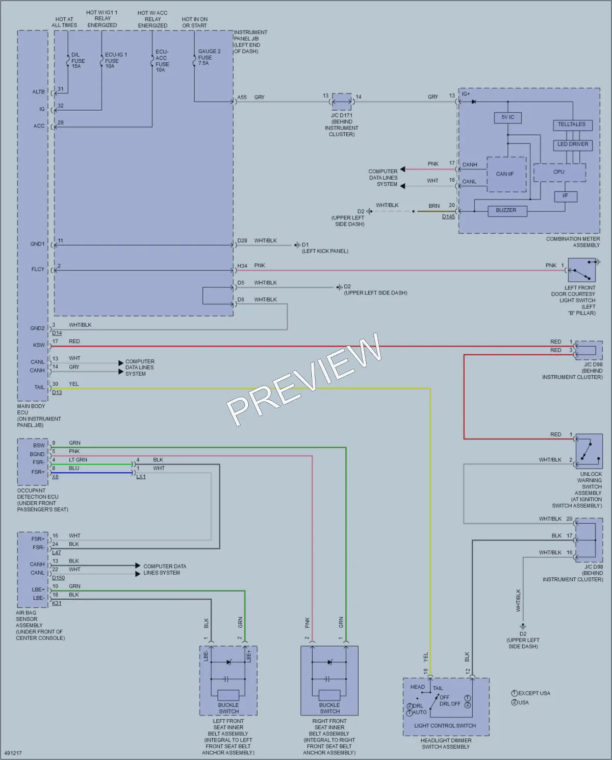 2016 Toyota Sienna Warning Systems wiring diagram preview