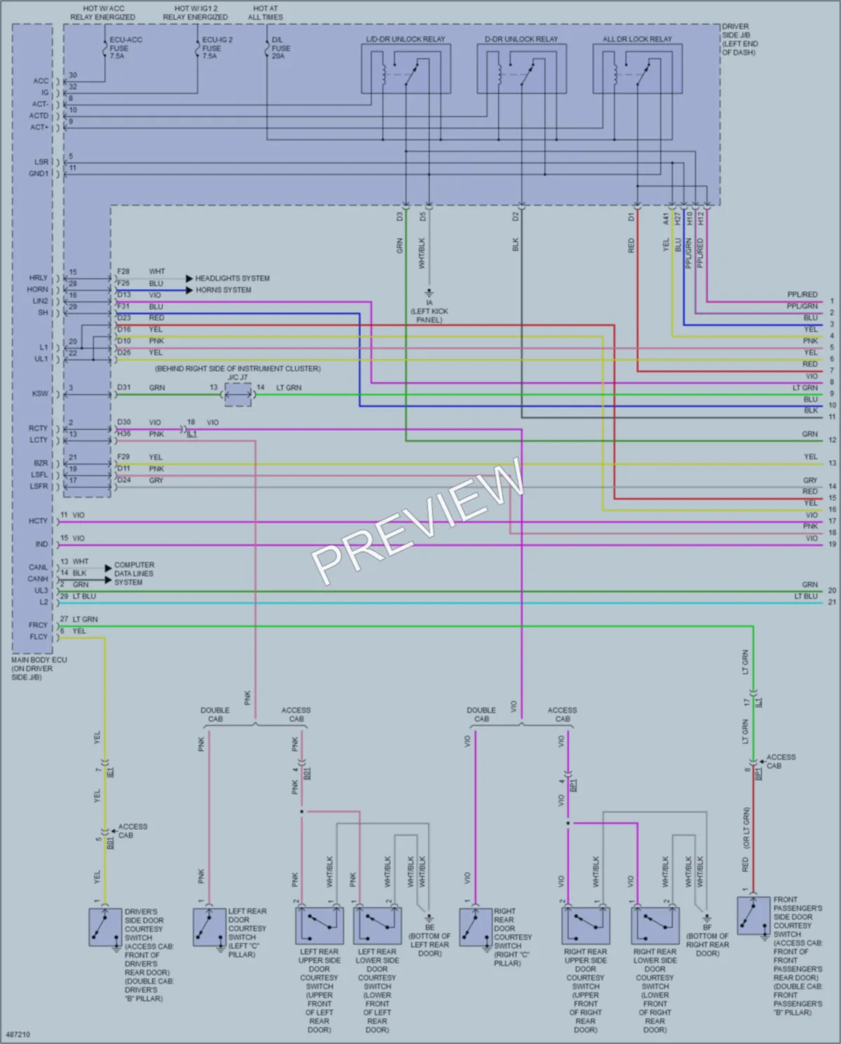 2016 Toyota Tacoma Power Door Locks wiring diagram preview