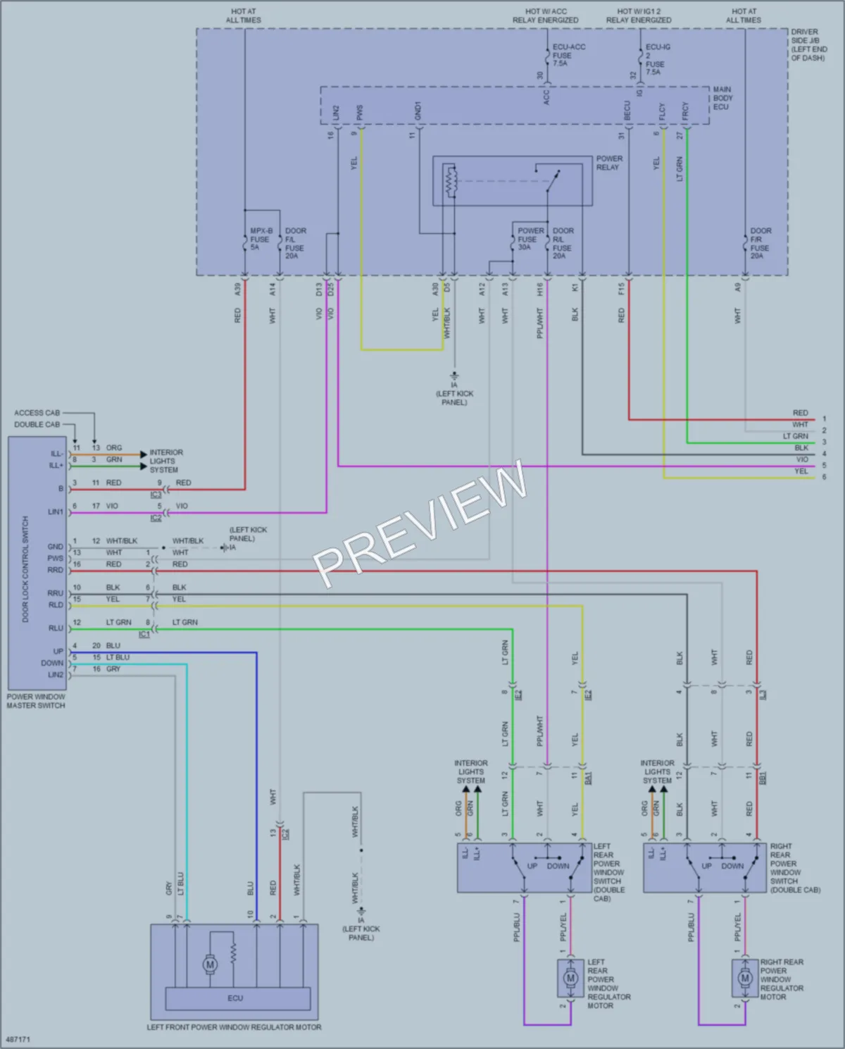2016 Toyota Tacoma Power Windows wiring diagram preview