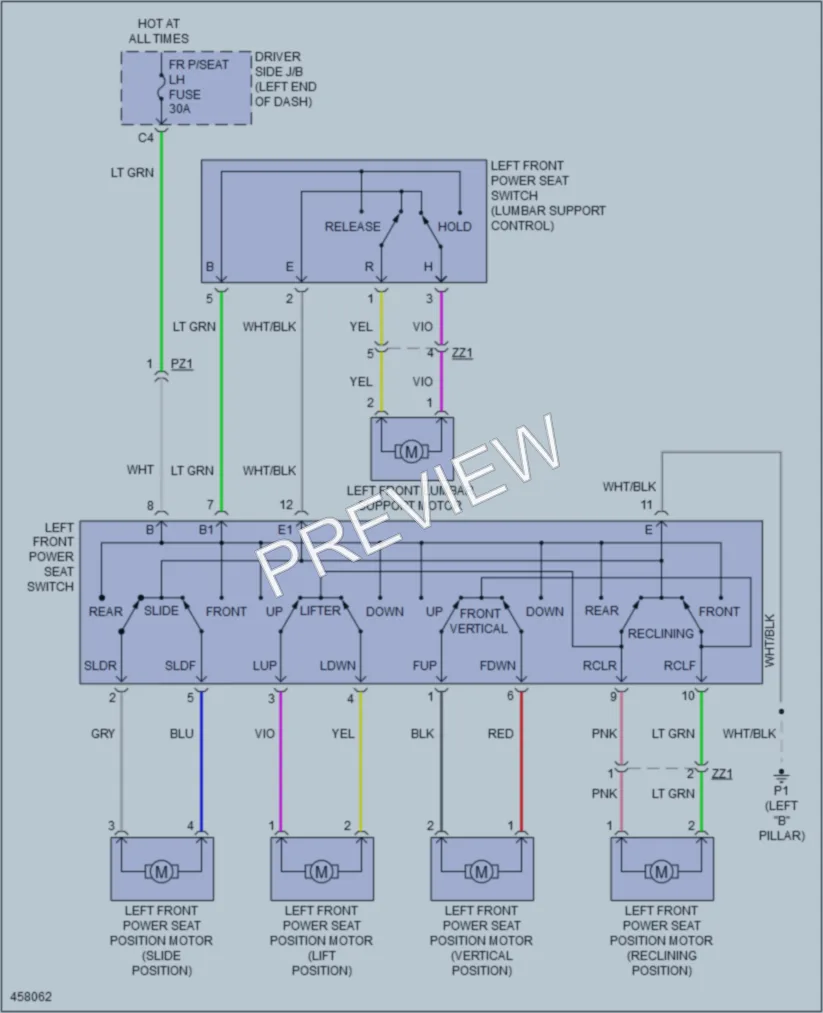 2016 Toyota Tundra Power Seats wiring diagram preview