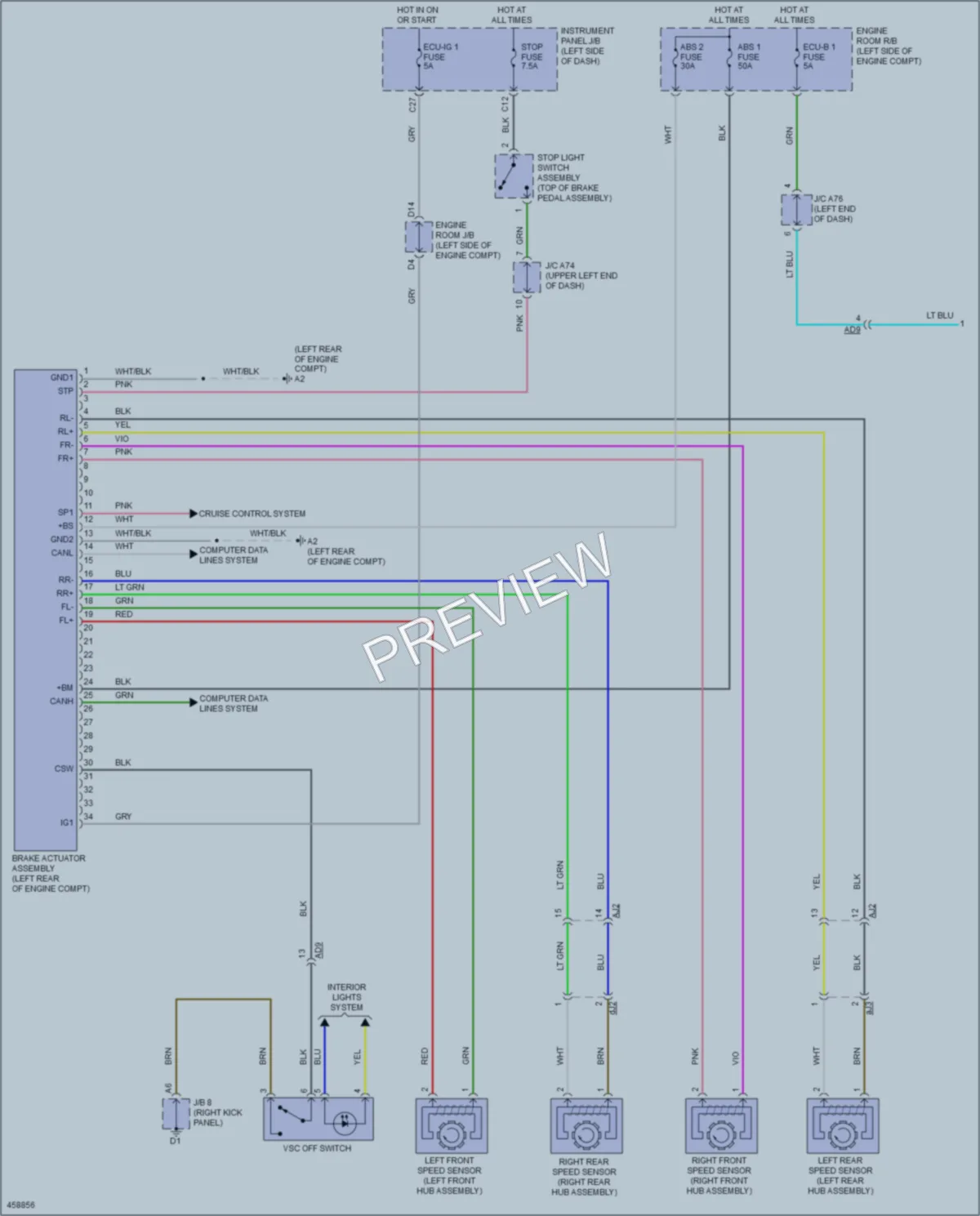 2016 Toyota Yaris Anti Lock Brakes wiring diagram preview