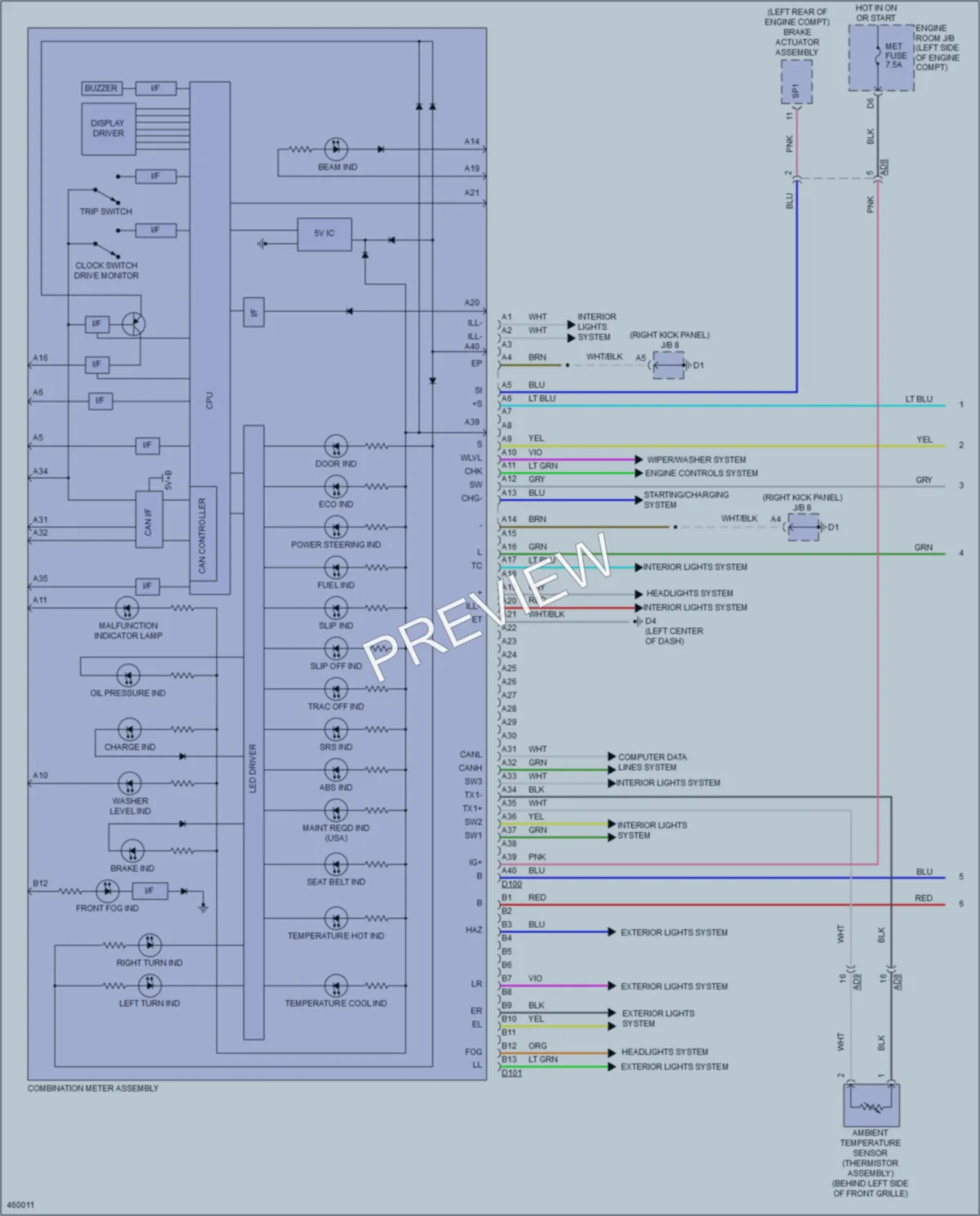 2016 Toyota Yaris Instrument Cluster wiring diagram preview