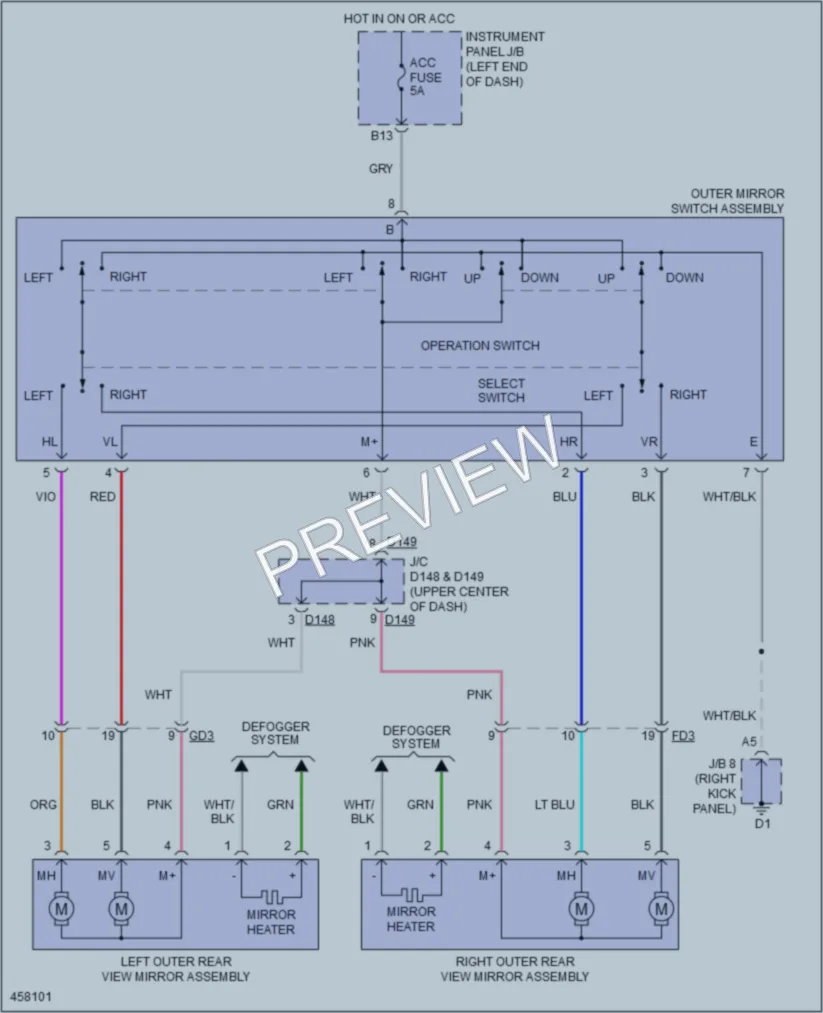 2016 Toyota Yaris Power Mirrors wiring diagram preview