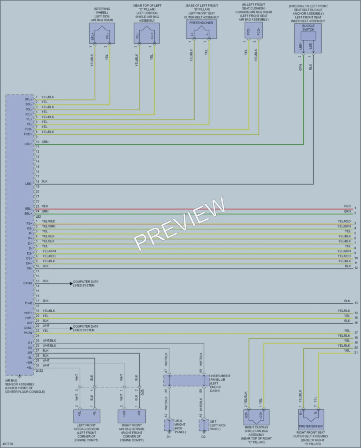 2016 Toyota Yaris Supplemental Restraints wiring diagram preview