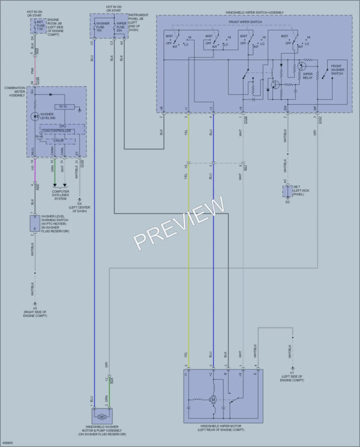 2016 Toyota Yaris Wiper Washer wiring diagram preview