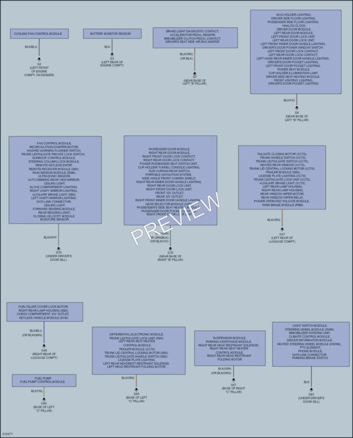 2016 Volvo S80 Ground Distribution wiring diagram preview
