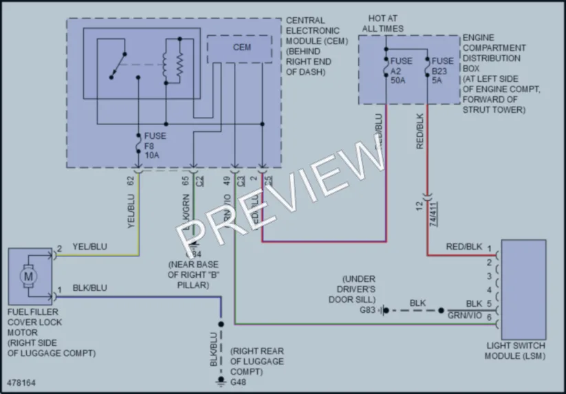 2016 Volvo S80 Trunk Tailgate Fuel Door wiring diagram preview