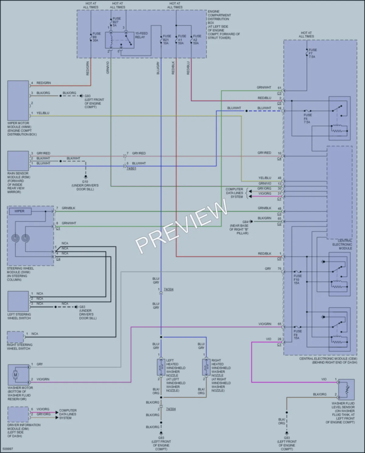 2016 Volvo S80 Wiper Washer wiring diagram preview