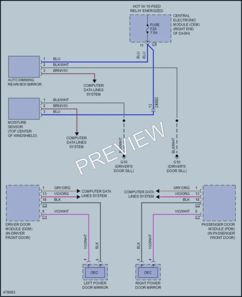 2016 Volvo V60 Power Mirrors wiring diagram preview