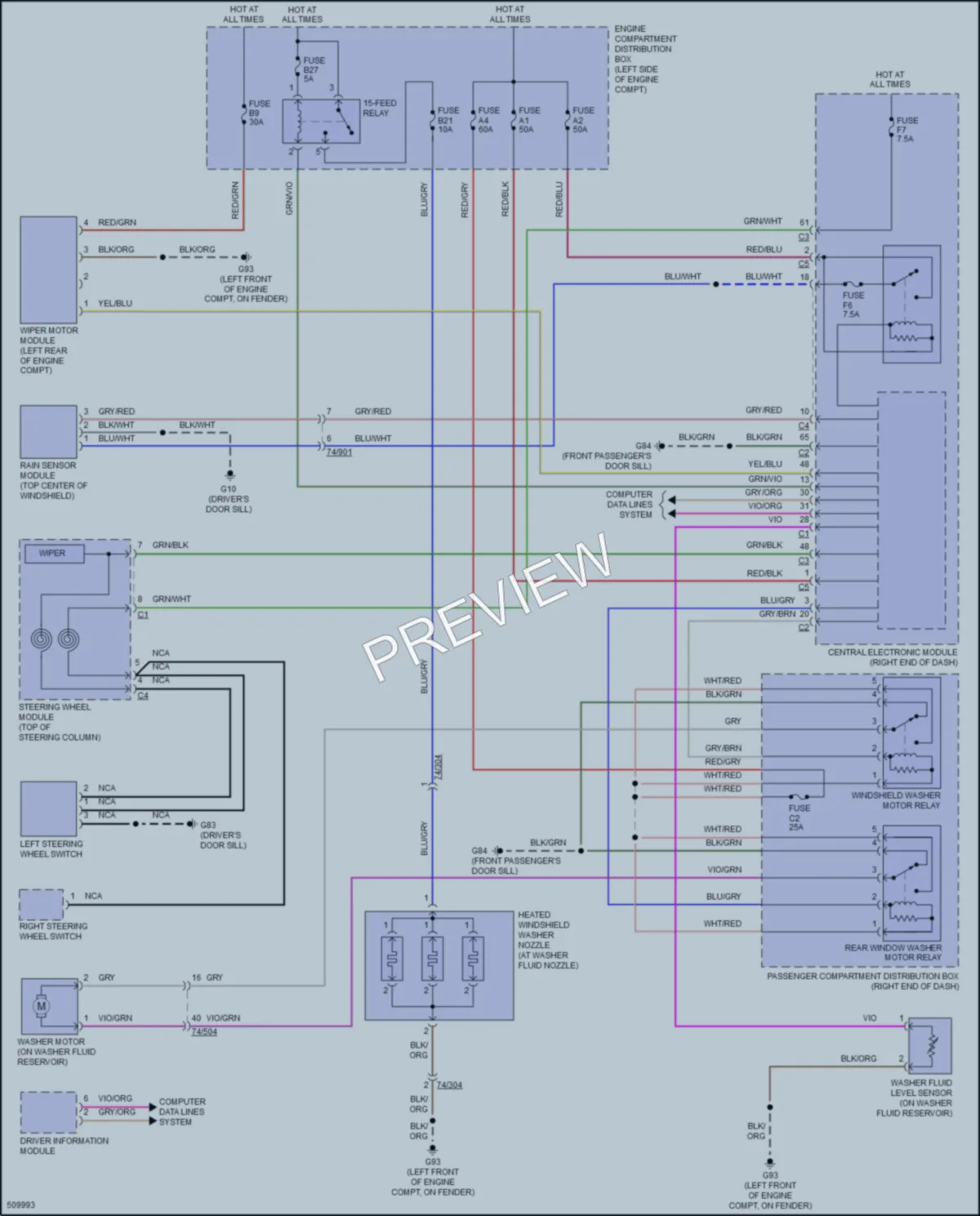 2016 Volvo V60CrossCountry Wiper Washer wiring diagram preview