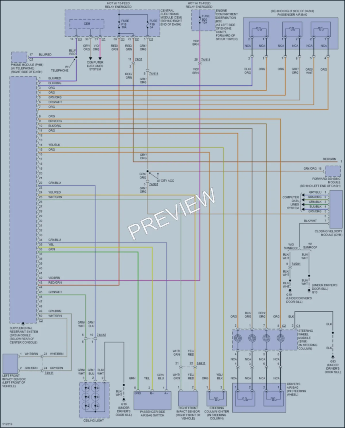 2016 Volvo XC70 Supplemental Restraints wiring diagram preview