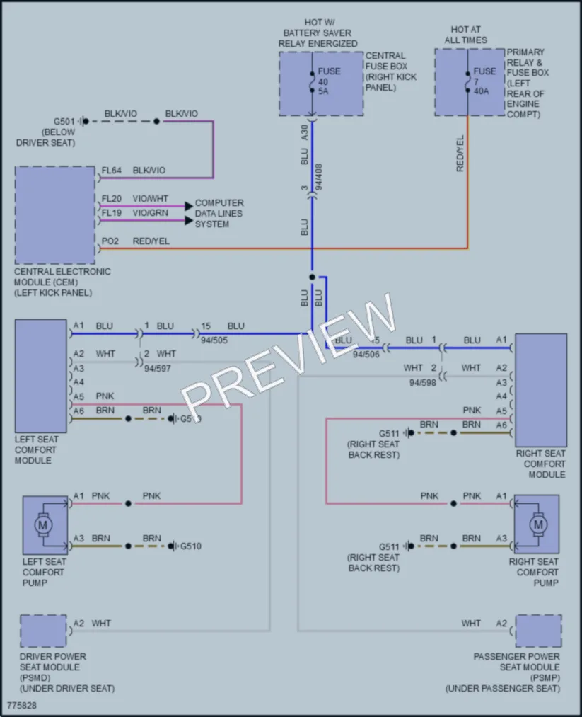 2016 Volvo XC90 Power Seats wiring diagram preview