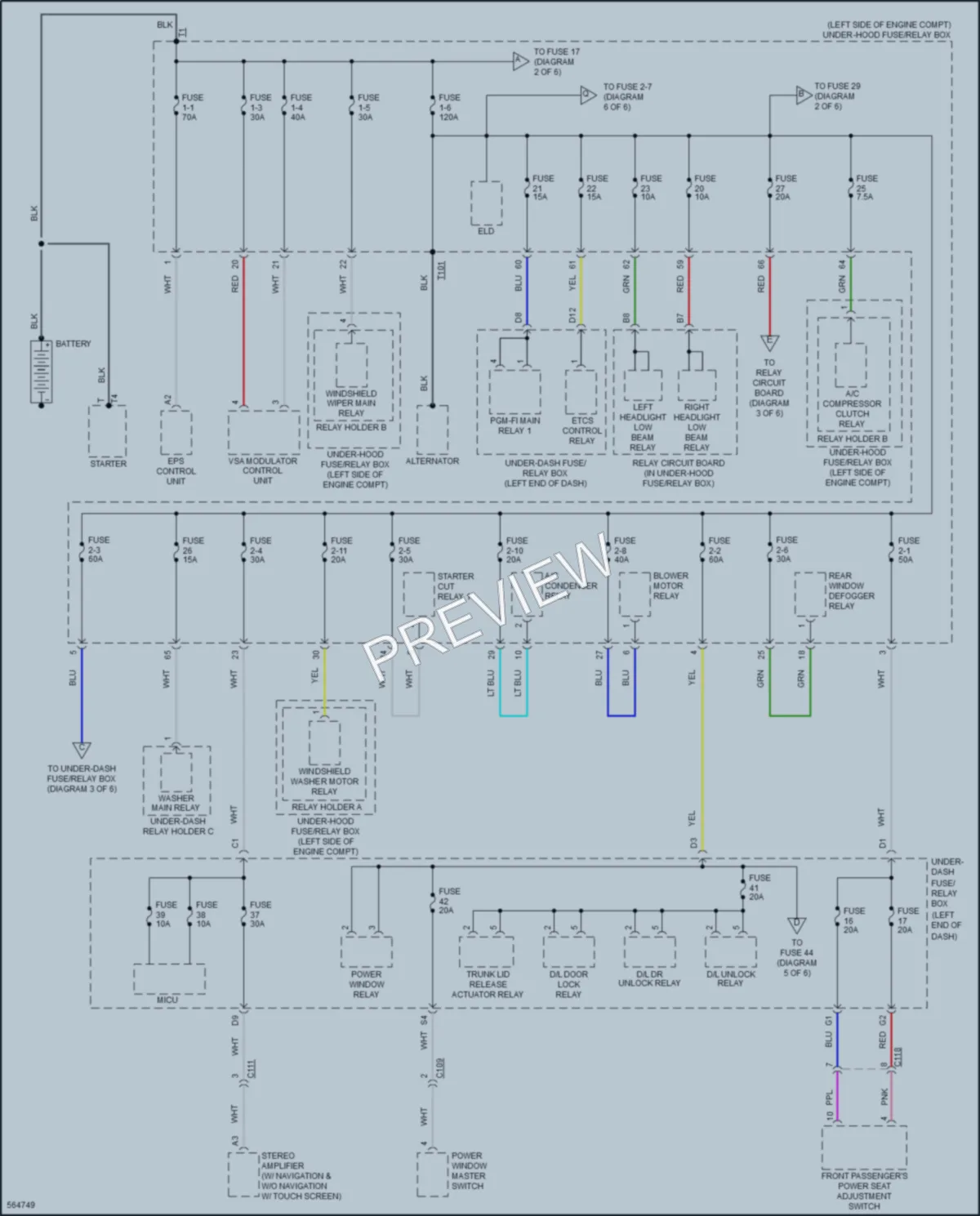 2017 Acura ILX Power Distribution wiring diagram preview