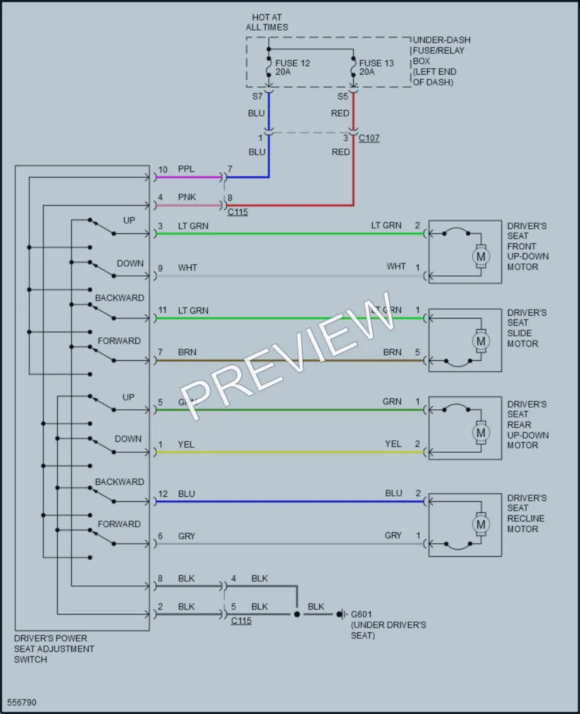 2017 Acura ILX Power Seats wiring diagram preview