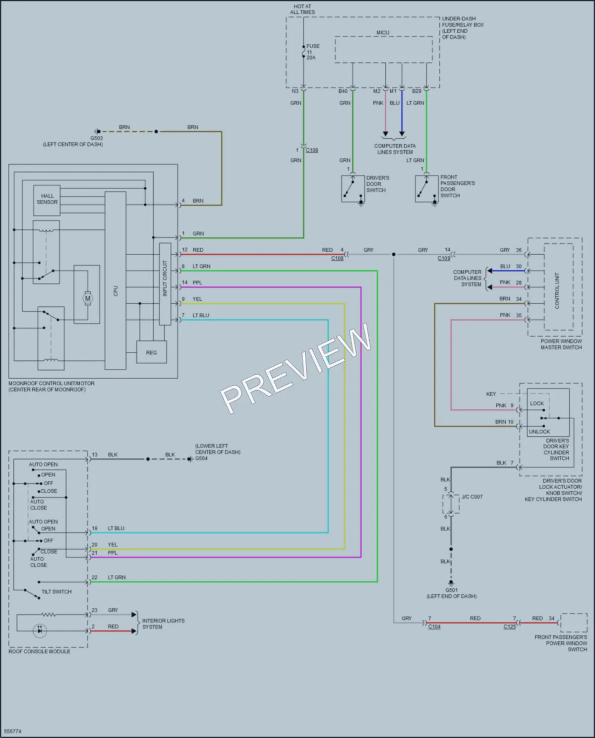 2017 Acura ILX Power Top Sunroof wiring diagram preview