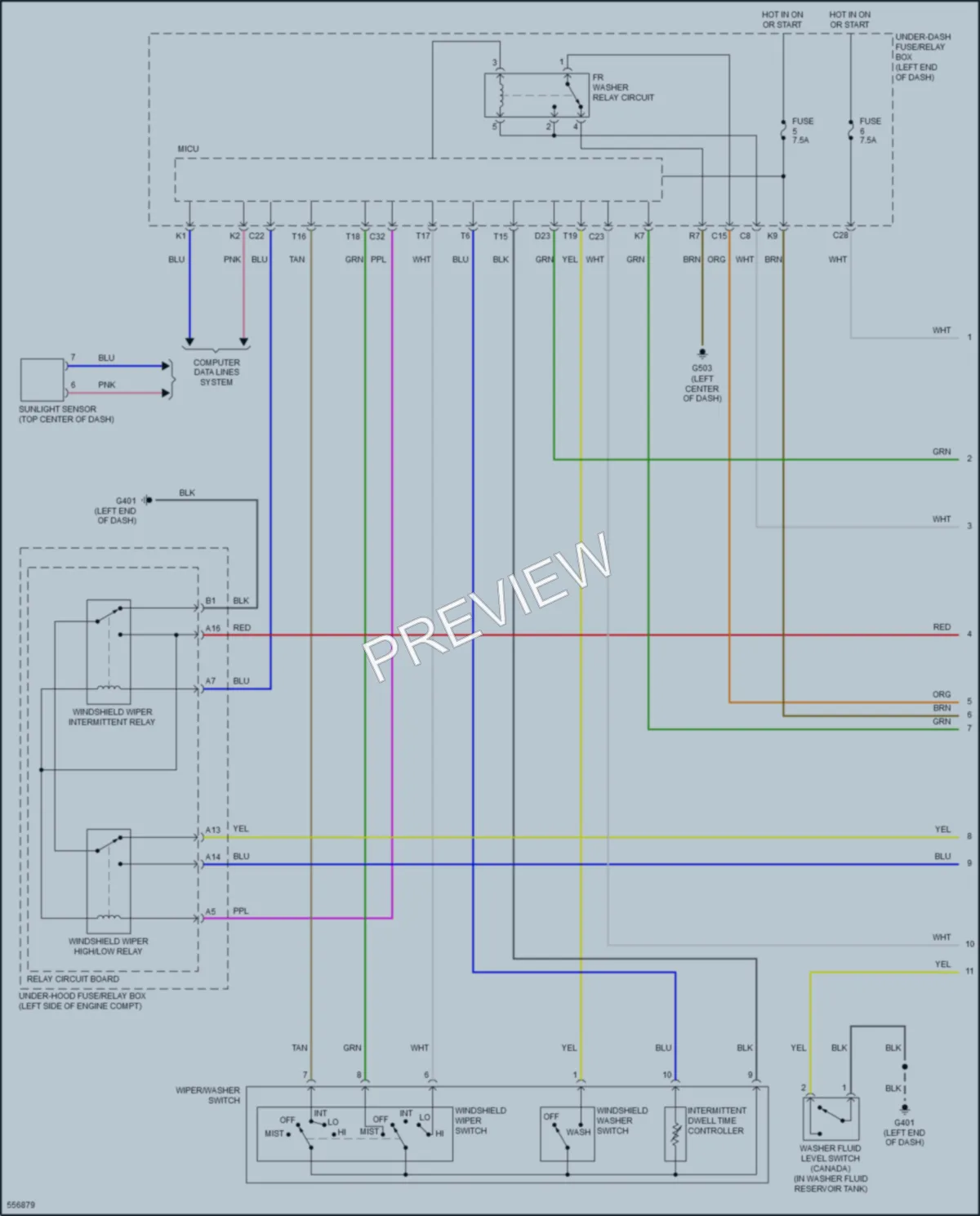 2017 Acura ILX Wiper Washer wiring diagram preview