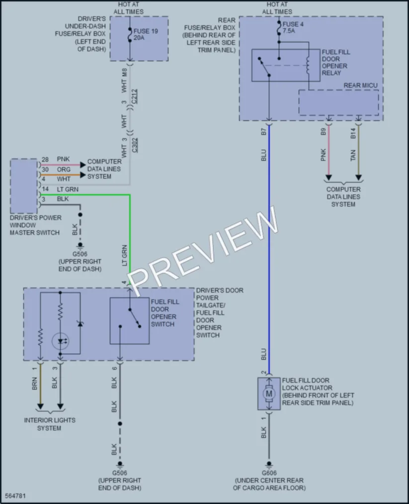 2017 Acura MDX Trunk Tailgate Fuel Door wiring diagram preview