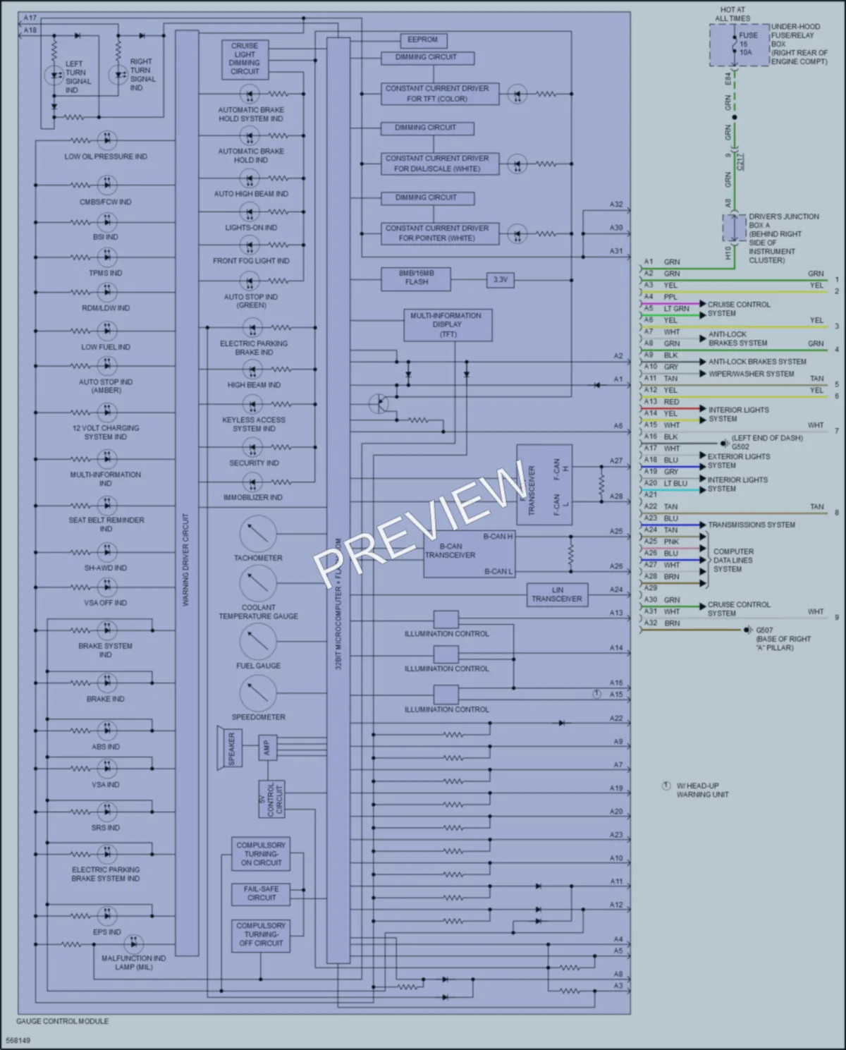 2017 Acura MDXSportHybrid Instrument Cluster wiring diagram preview