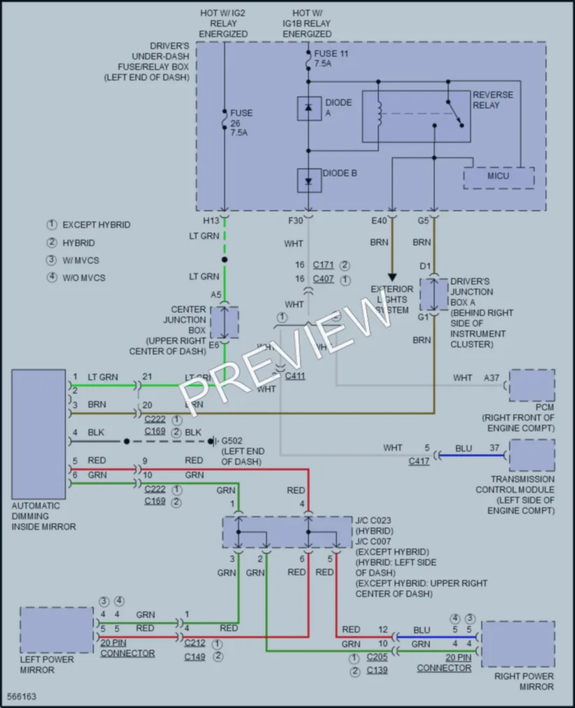 2017 Acura MDXSportHybrid Power Mirrors wiring diagram preview