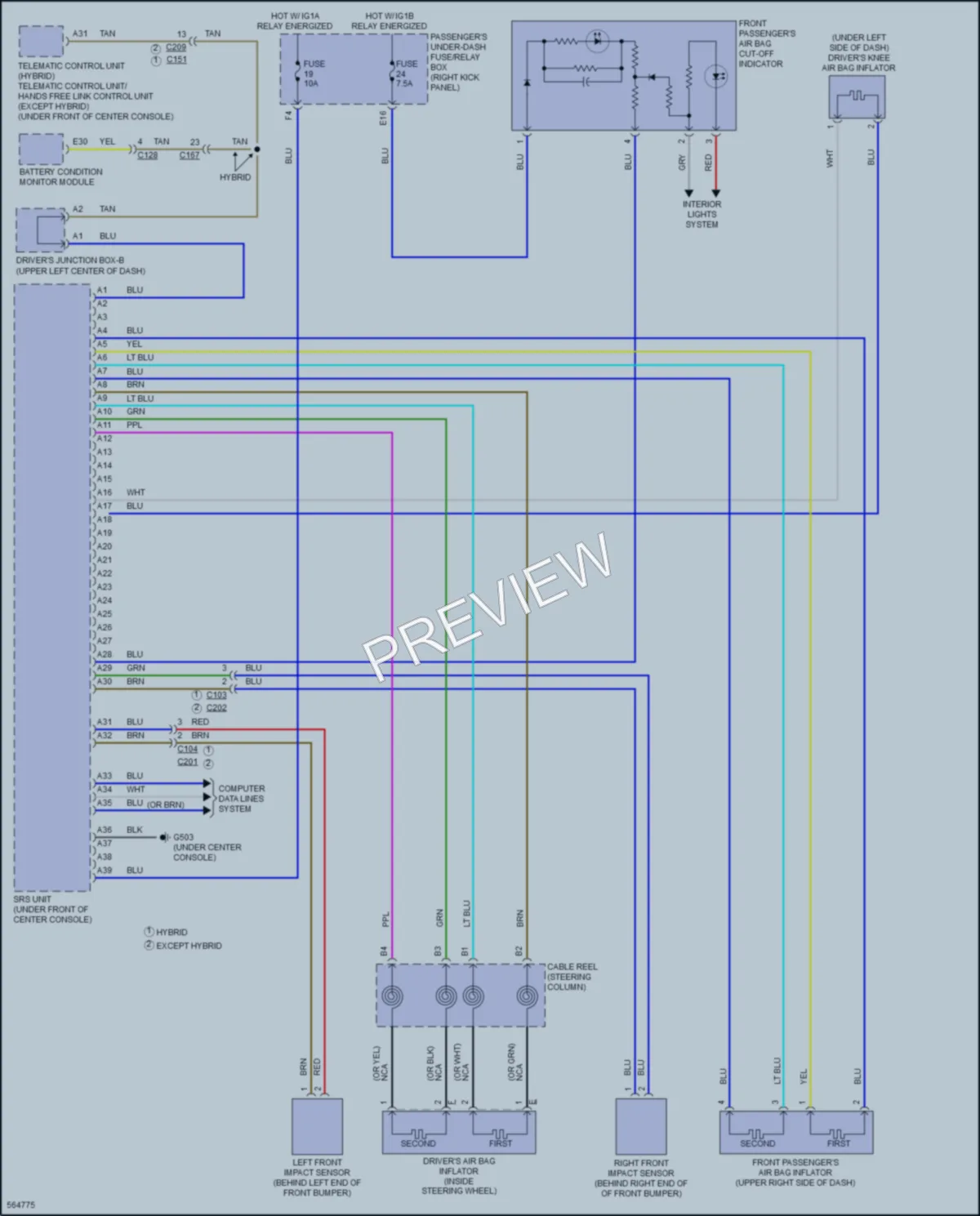 2017 Acura MDXSportHybrid Supplemental Restraints wiring diagram preview