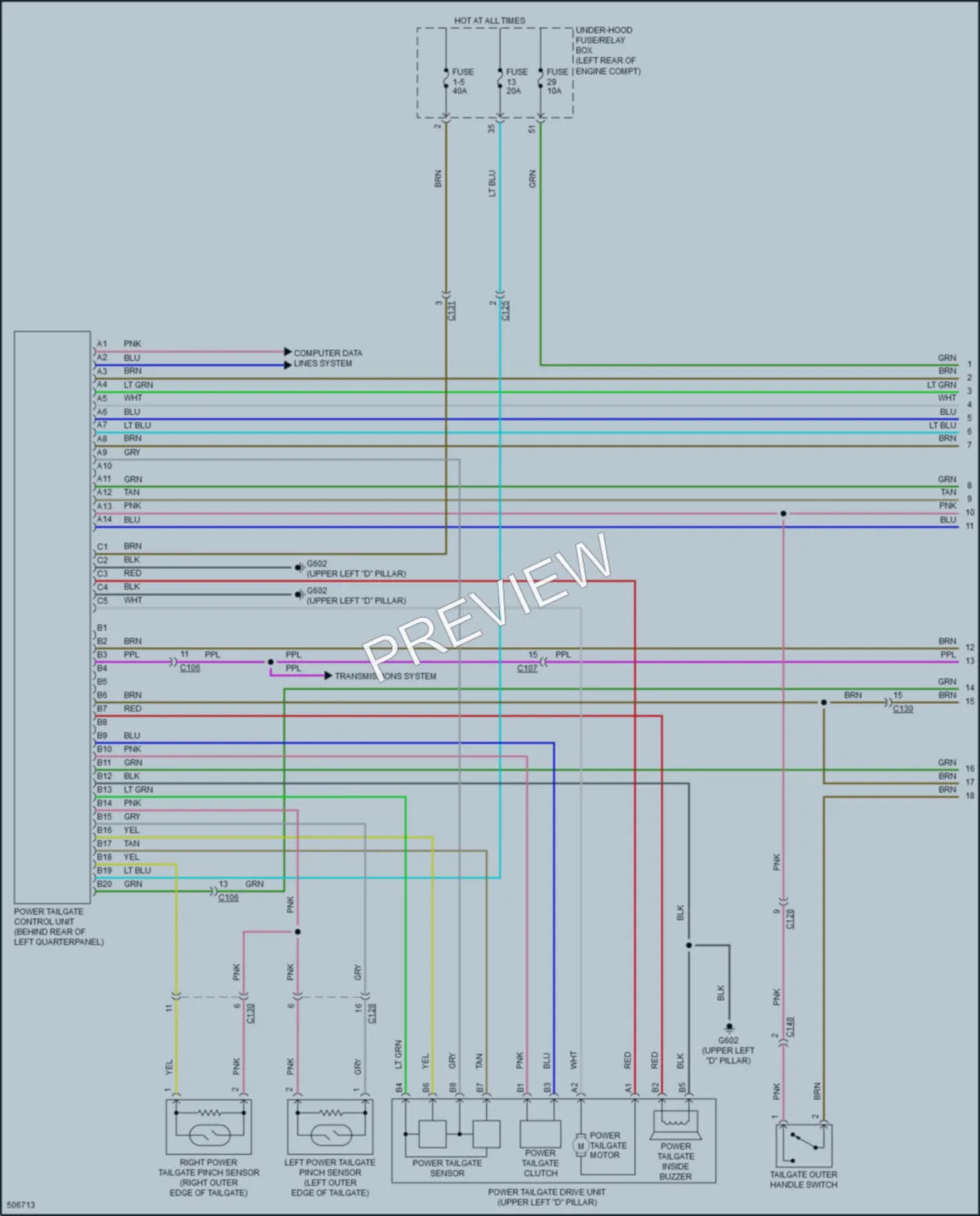 2017 Acura RDX Trunk Tailgate Fuel Door wiring diagram preview