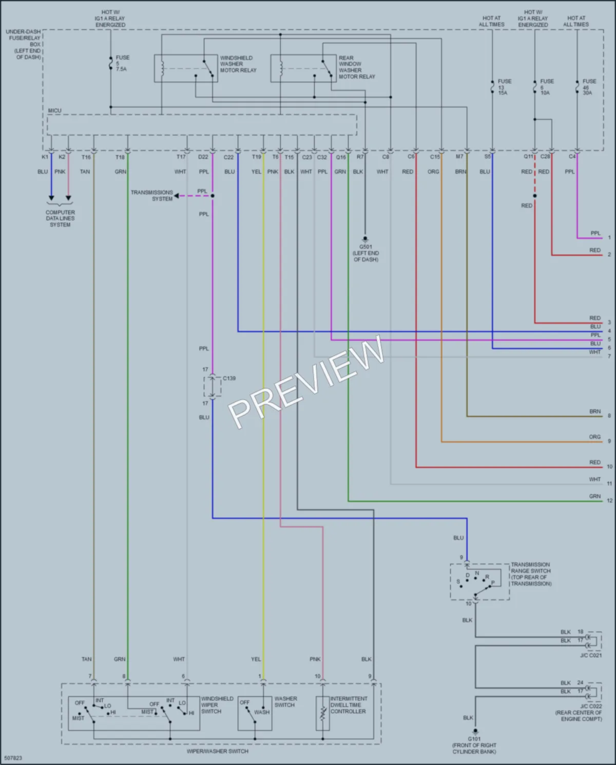 2017 Acura RDX Wiper Washer wiring diagram preview