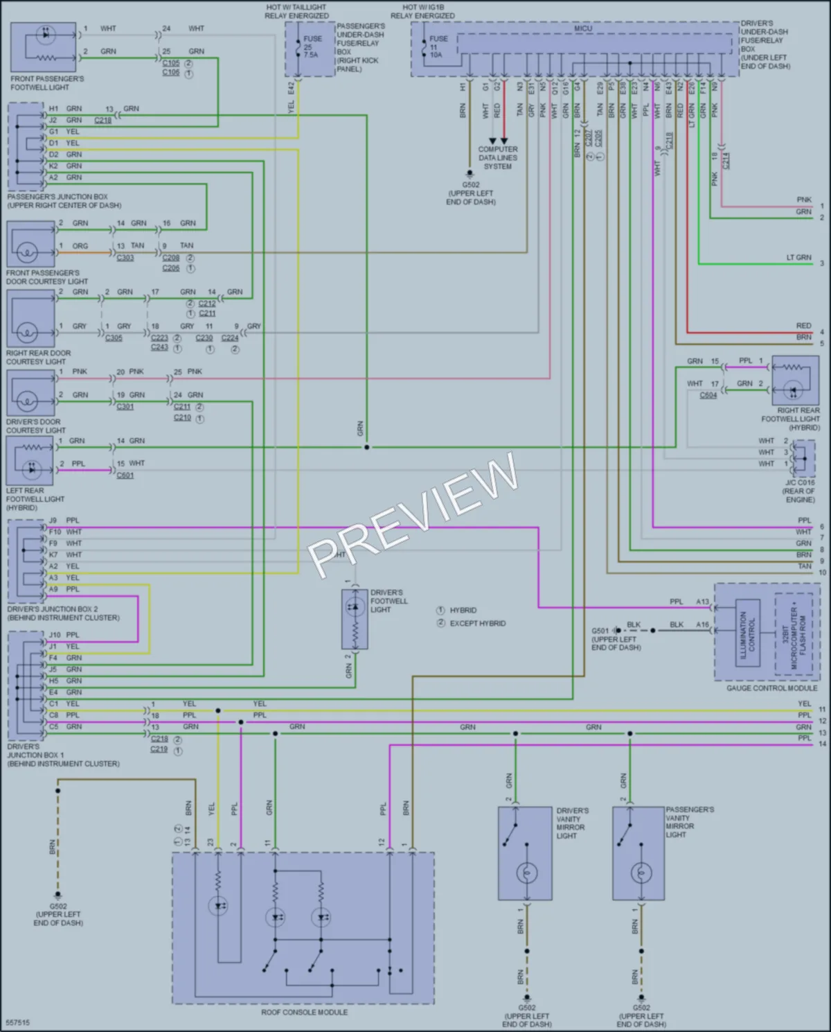 2017 Acura RLXSportHybrid Interior Lights wiring diagram preview