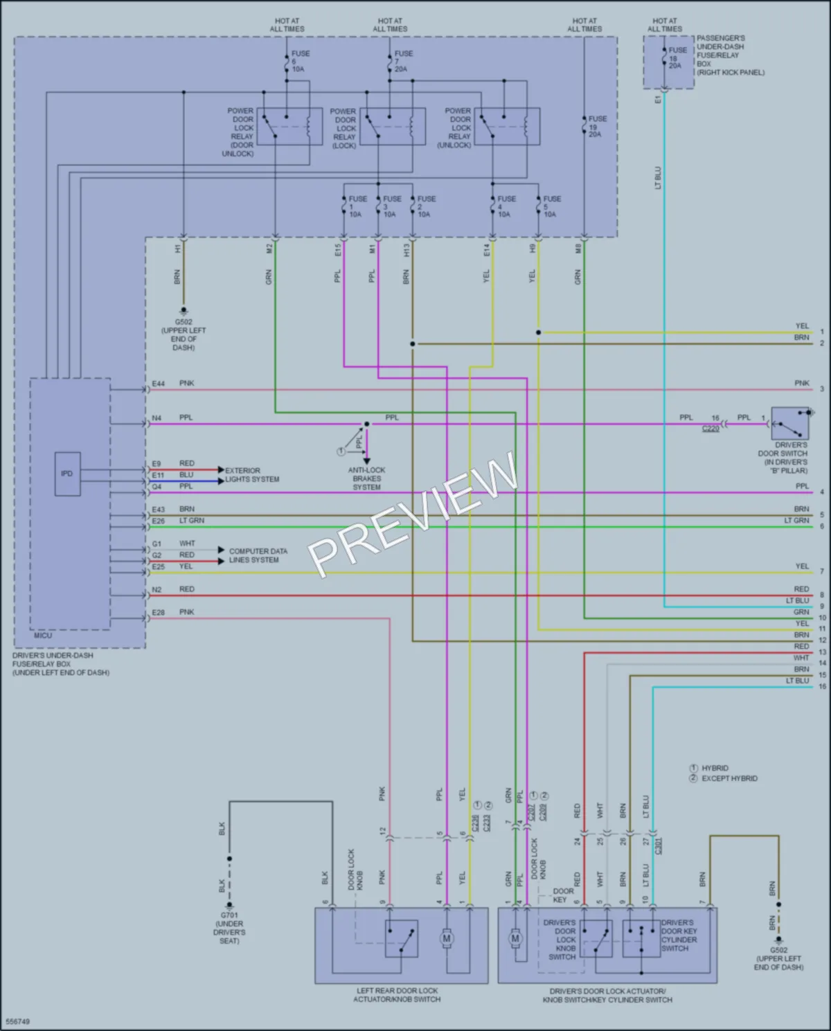 2017 Acura RLXSportHybrid Power Door Locks wiring diagram preview