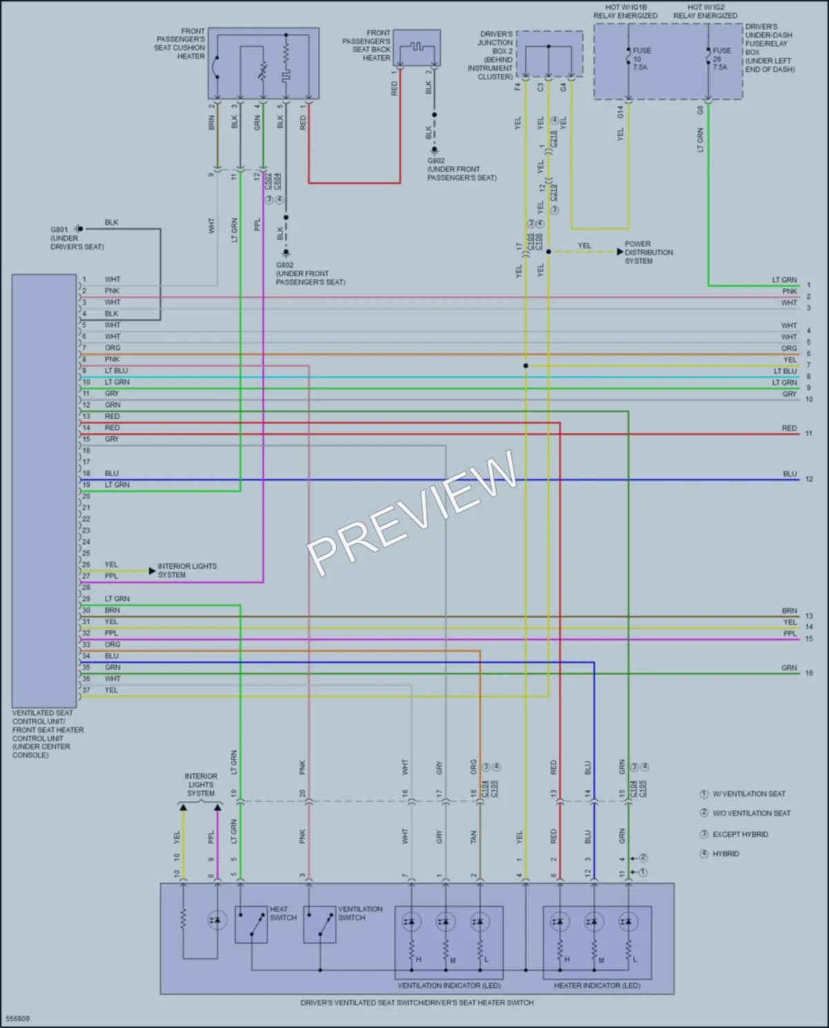 2017 Acura RLXSportHybrid Power Seats wiring diagram preview