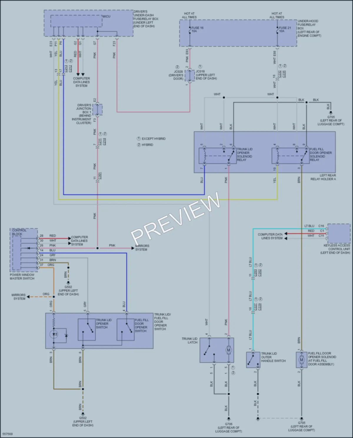 2017 Acura RLXSportHybrid Trunk Tailgate Fuel Door wiring diagram preview