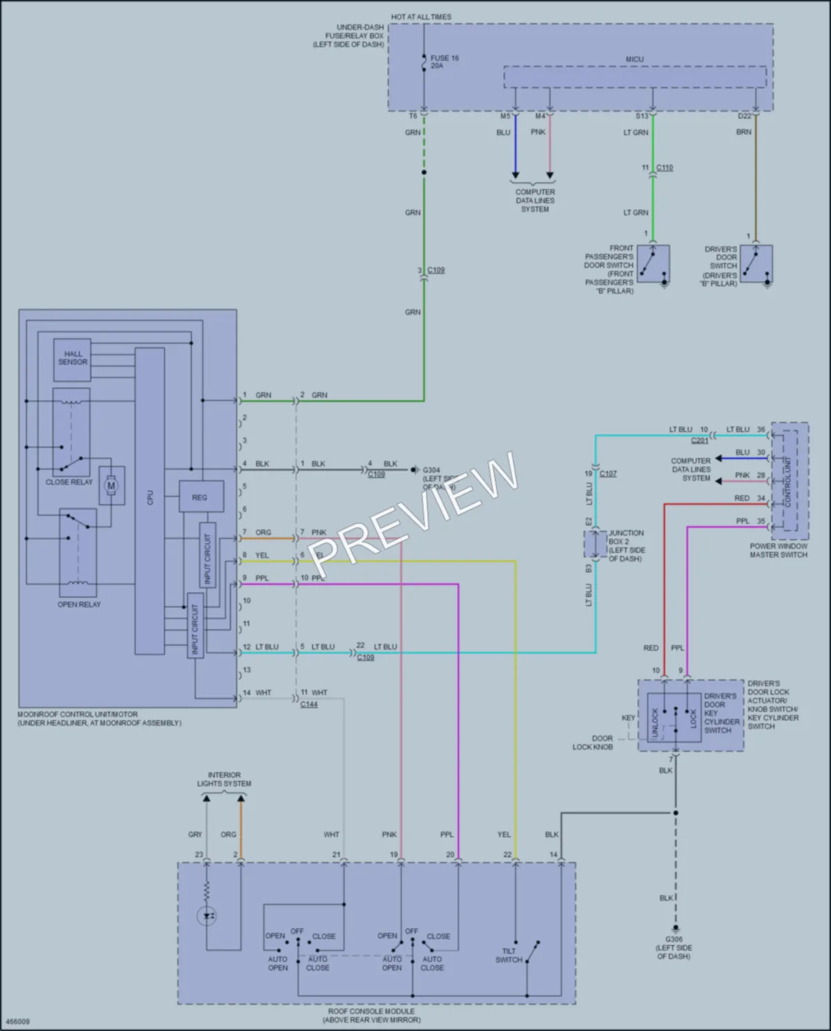 2017 Acura TLX Power Top Sunroof wiring diagram preview