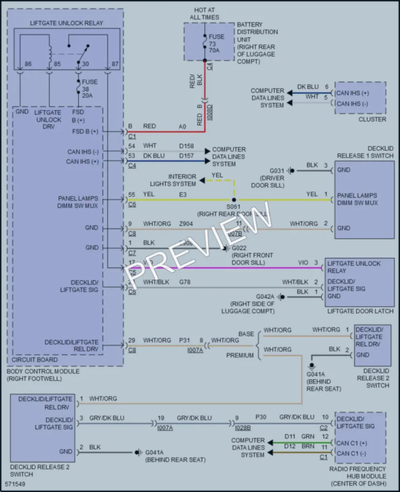 2017 AlfaRomeo Giulia Trunk Tailgate Fuel Door wiring diagram preview