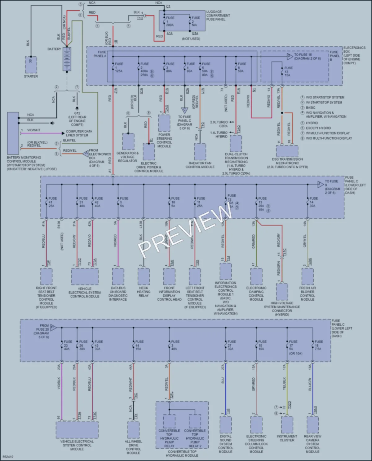 2017 Audi A3etron Power Distribution wiring diagram preview