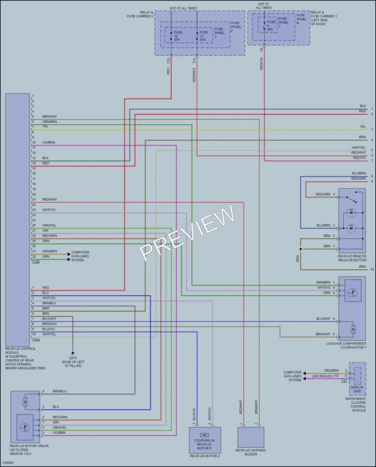 2017 Audi A4 Trunk Tailgate Fuel Door wiring diagram preview