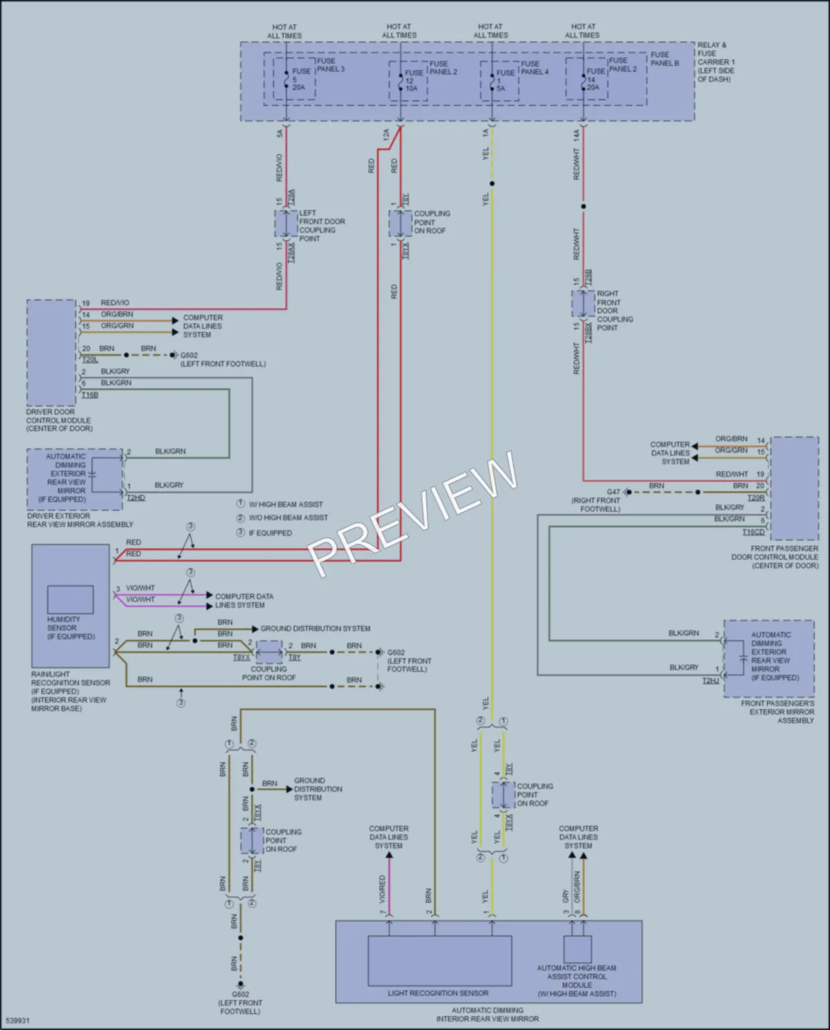 2017 Audi A4allroad Power Mirrors wiring diagram preview