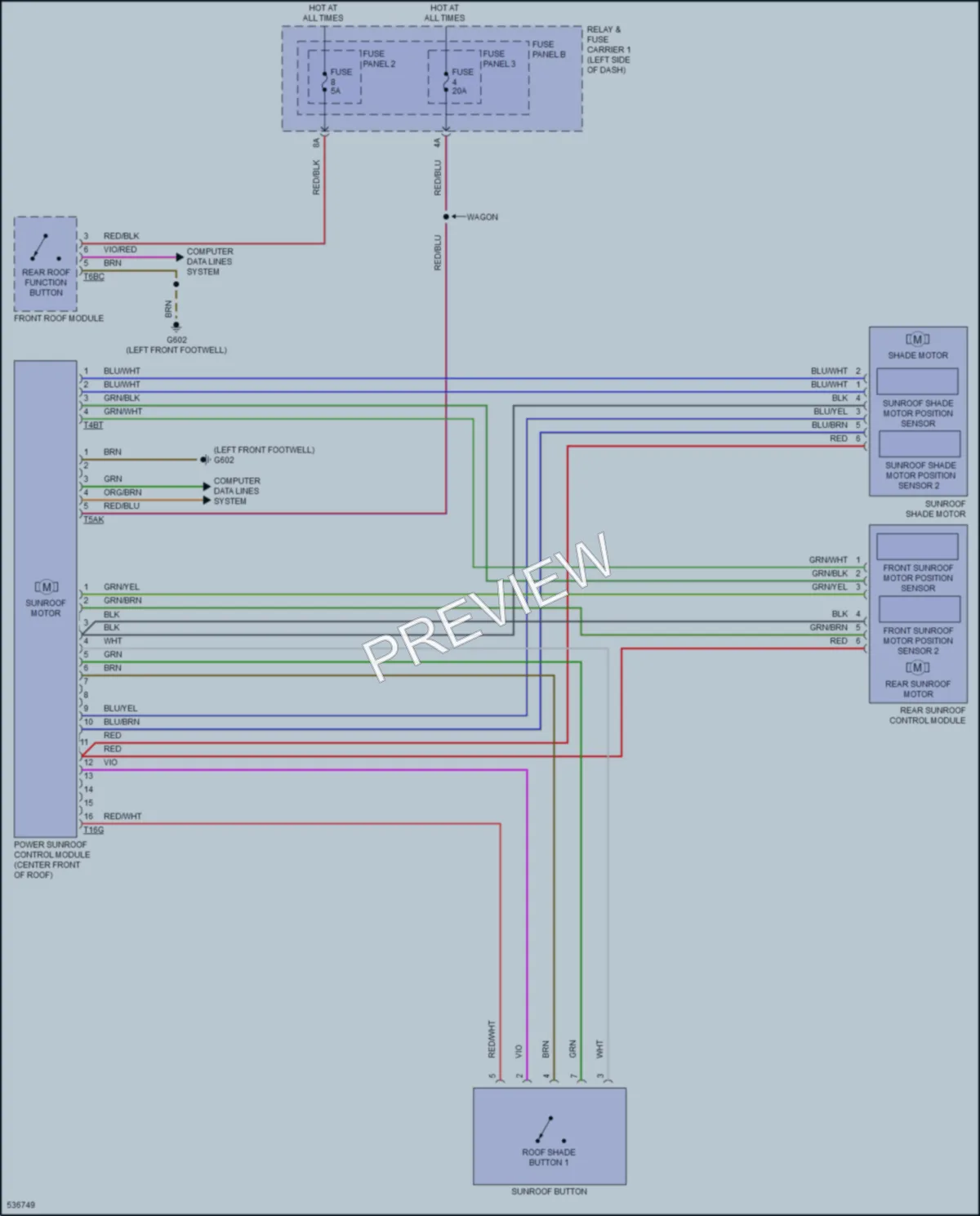 2017 Audi A4allroad Power Top Sunroof wiring diagram preview
