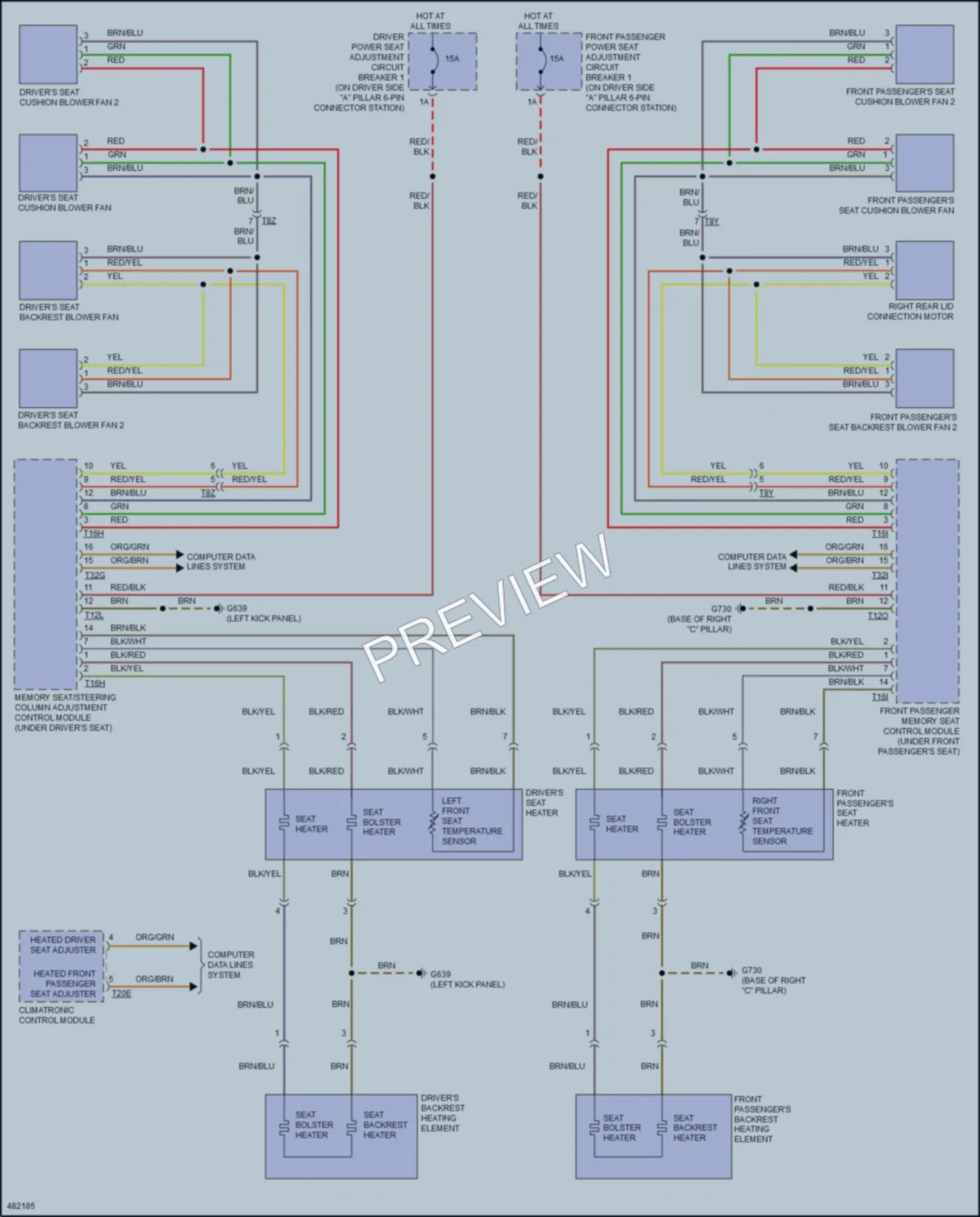 2017 Audi A5 Power Seats wiring diagram preview