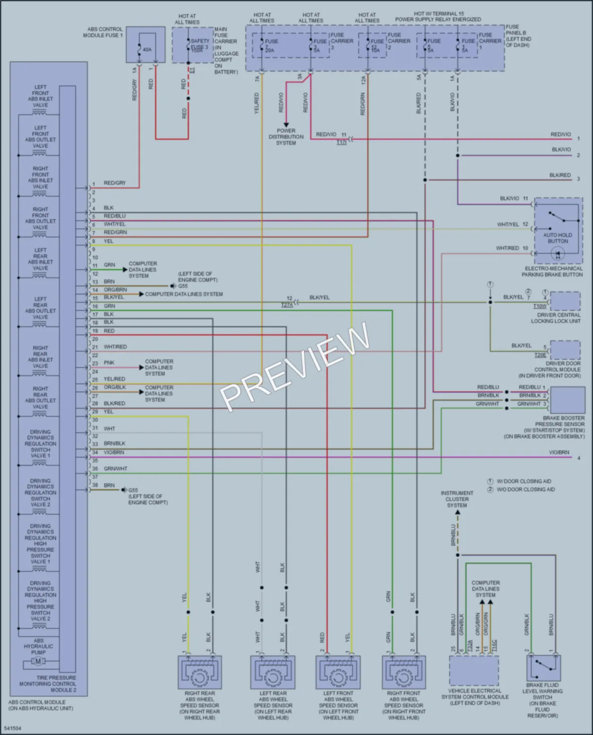 2017 Audi A7 Anti Lock Brakes wiring diagram preview
