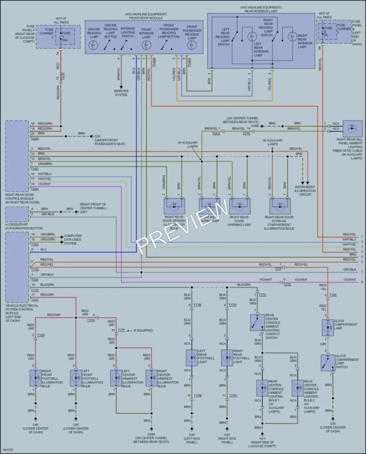 2017 Audi A7 Interior Lights wiring diagram preview