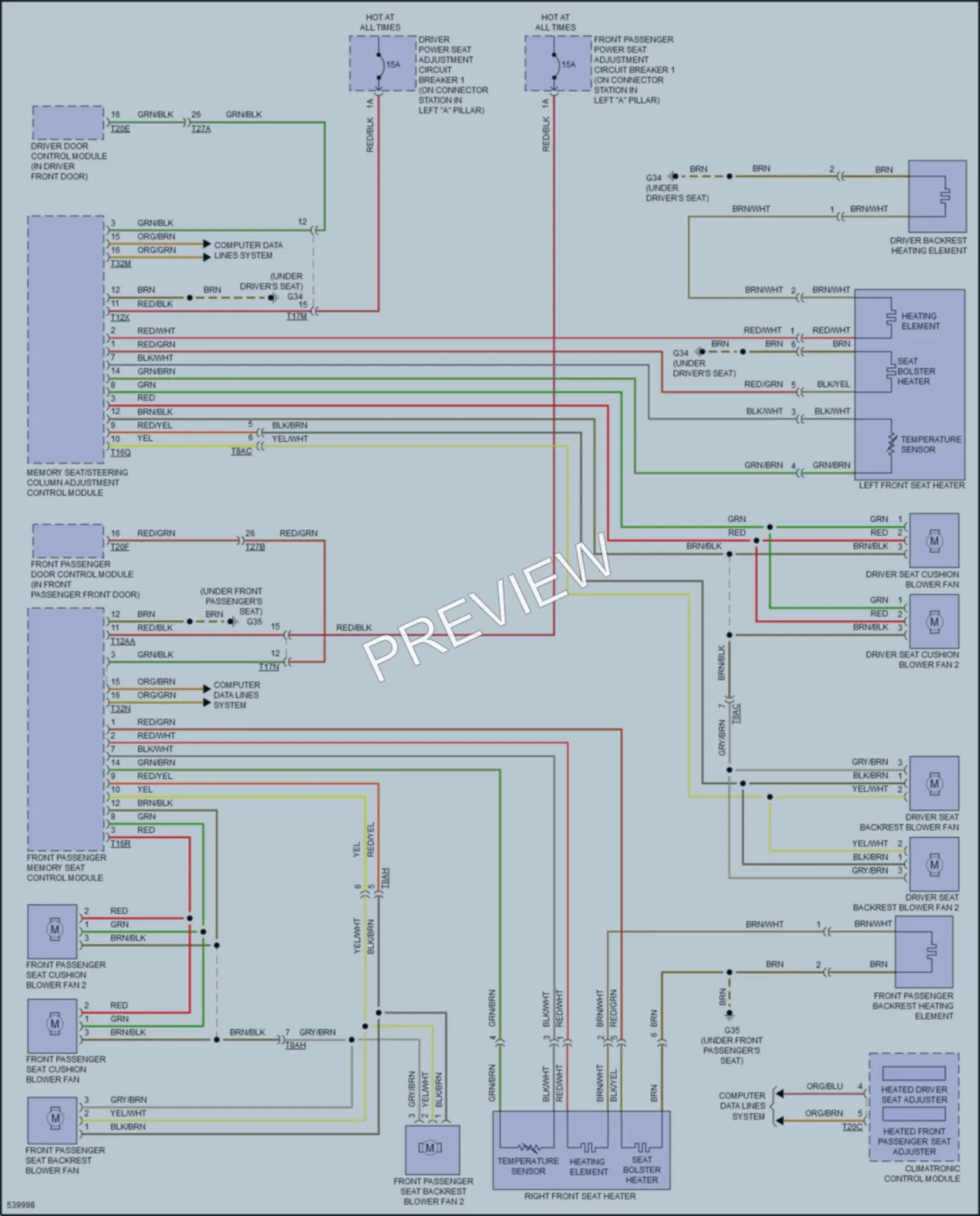 2017 Audi A7 Power Seats wiring diagram preview