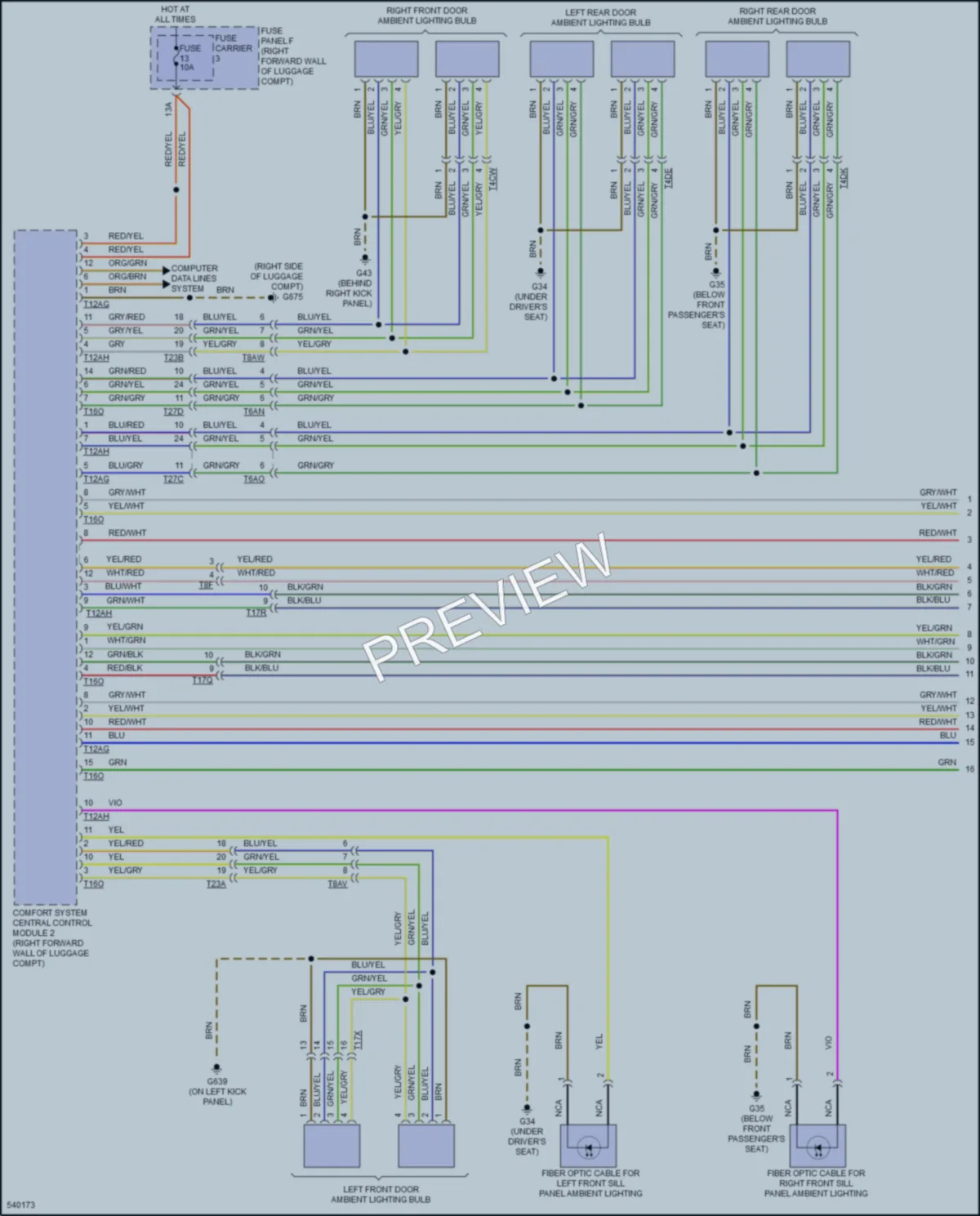 2017 Audi A8 Interior Lights wiring diagram preview