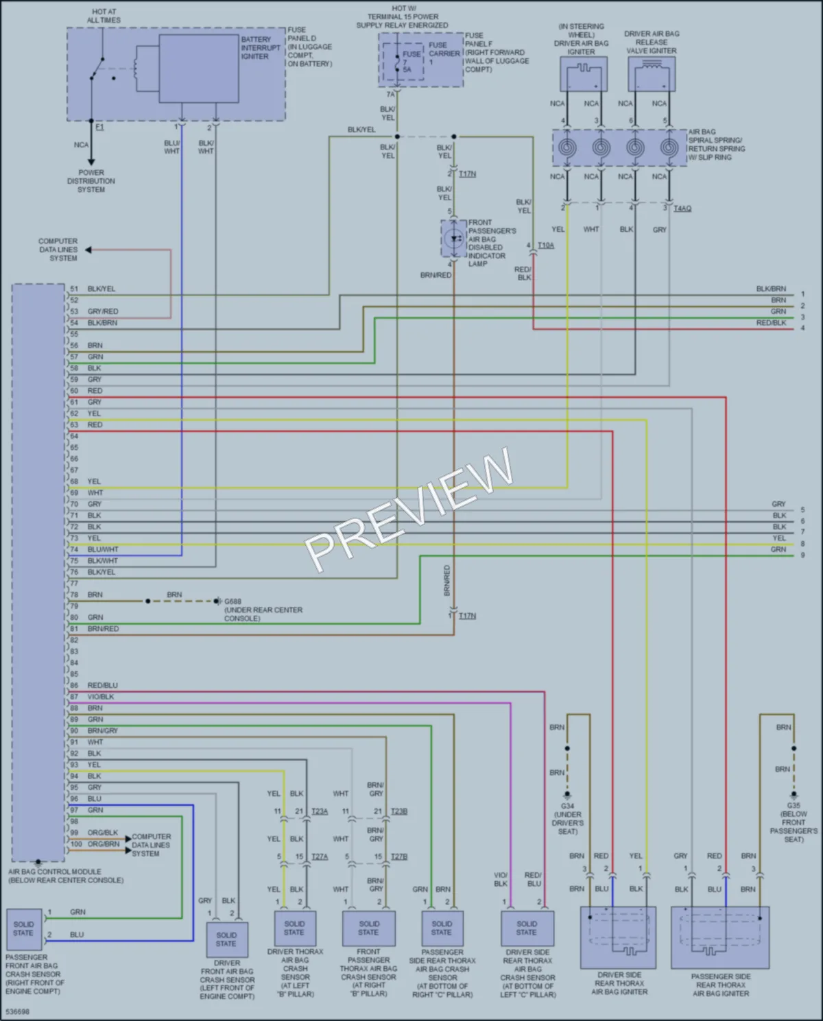 2017 Audi A8 Supplemental Restraints wiring diagram preview